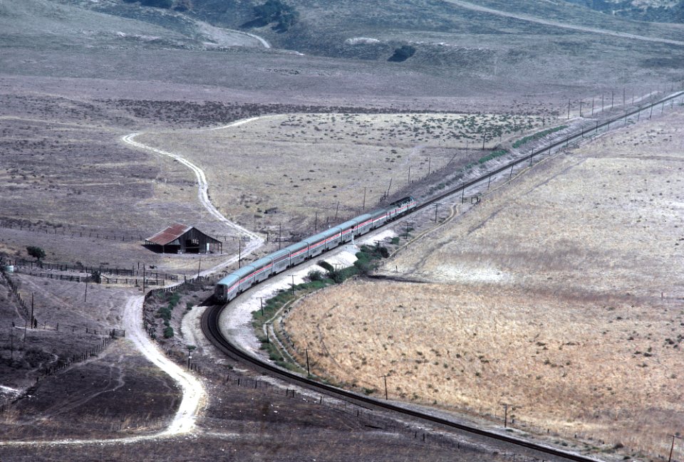 Atrak southbound Coast Starlight, Jalama Beach, Lompoc, CA in September 1981 -- 3 Photos (31894130826)