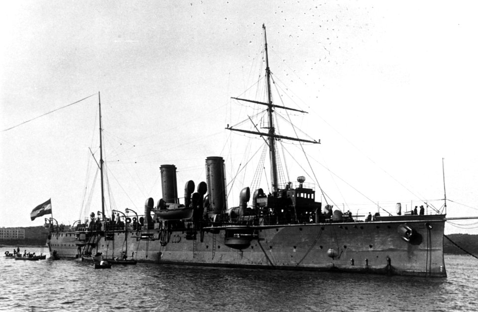 Austro-Hungarian cruiser Zenta at Pula 1st October 1901 upon her return from east Asia. (49582729153)