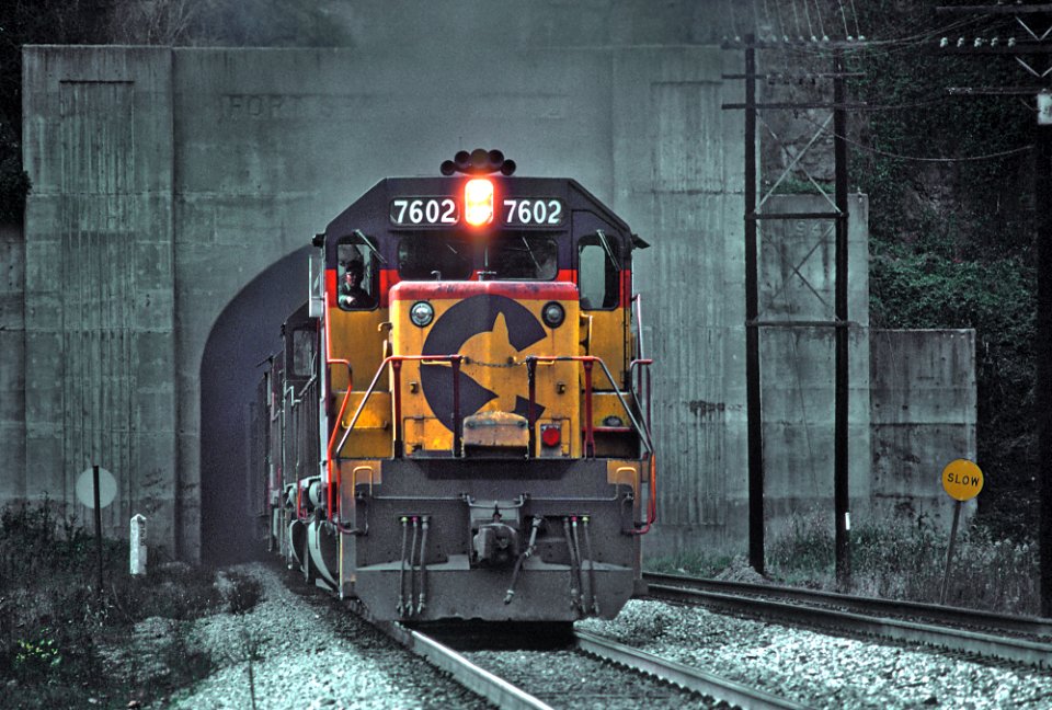 C&O 7602 Exits Fort Springs Tunnel -- 3 photos (31964977092)