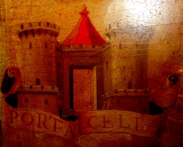 Castle, towers and fortified towns - Detail af a Painting of unknown Neapolitan painter (2nf half 16th century) at Museum Quadreria dei Girolamini in Naples (45823365161)