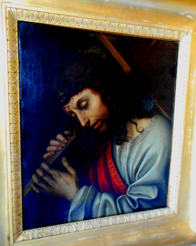 Christ bearing the Cross, oil on wood by Giovan Francesco de' Maineri (†about 1505) - Royal Palace of Naples (44079787564)