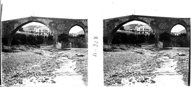 Nova vista del pont de Sant Joan de les Abadesses a contrallum