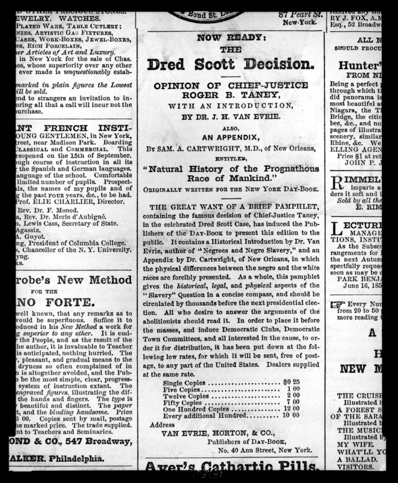 Now ready- the Dred Scott decision-Opinion of Chief-Justice Roger B. Taney ... LCCN2002735894