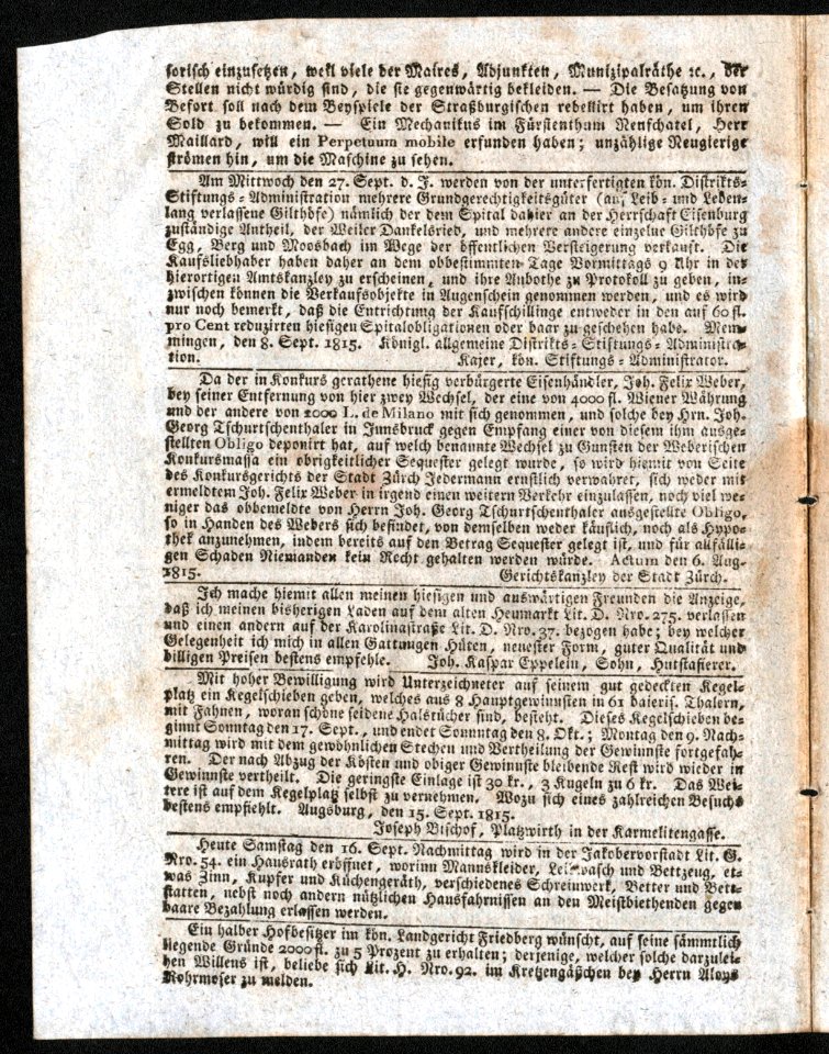 Nro. 222. Samstag, Den 16. Sept. Anno 1815. Page 4