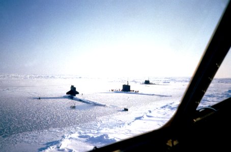 Nuclear Submarines surfaced at the North Pole photo