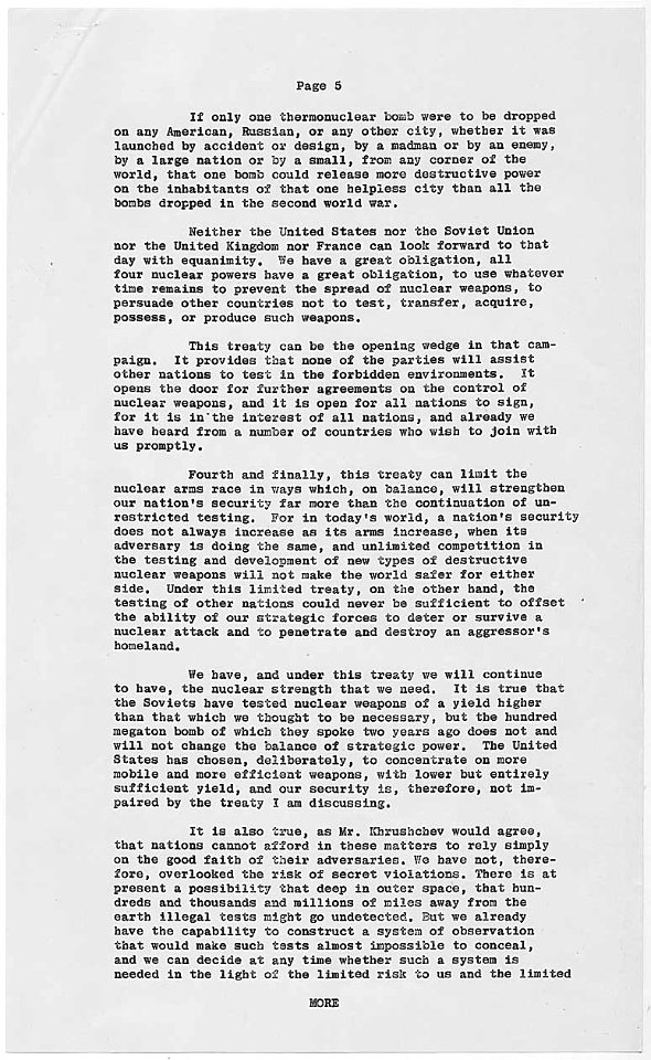 Remarks of the President in Nationwide Radio-TV Address, 26 July 1963 page 5