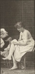 Nude woman sitting and disrobing (rbm-QP301M8-1887-498a~2)
