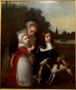 Nursemaid with two children and a dog, attributed to Jacob Gerritz Cuyp, 1600s, oil on canvas - Villa Vauban - Luxembourg City - DSC06482 photo