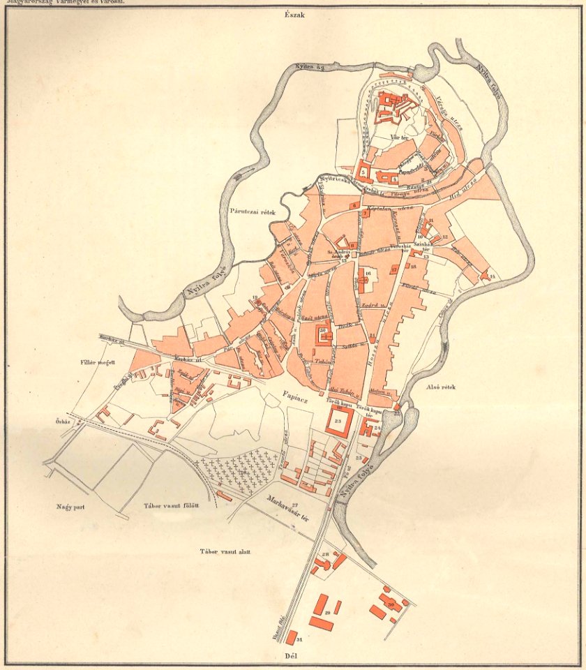 Nyitra,térkép,1899, Borovszky szerint