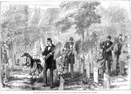 Orphans decorating their fathers' graves in Glenwood Cemetery, Philadelphia, on Decoration Day LCCN2006677411 photo