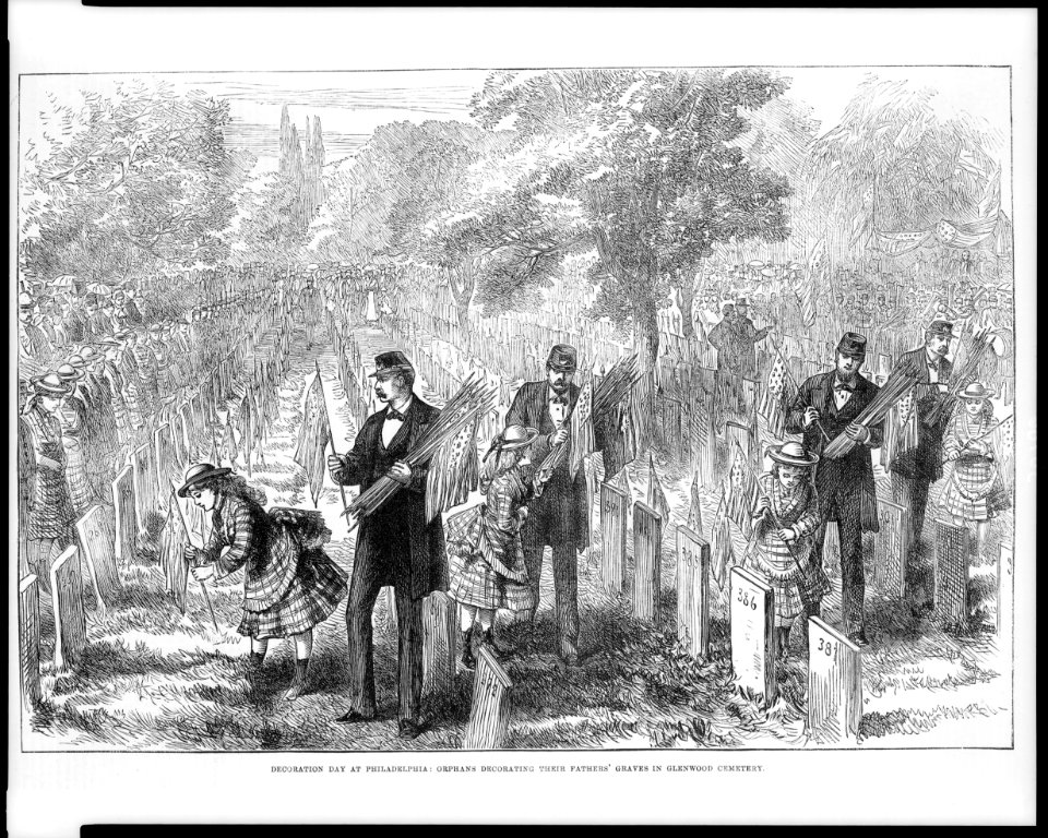 Orphans decorating their fathers' graves in Glenwood Cemetery, Philadelphia, on Decoration Day LCCN2006677411