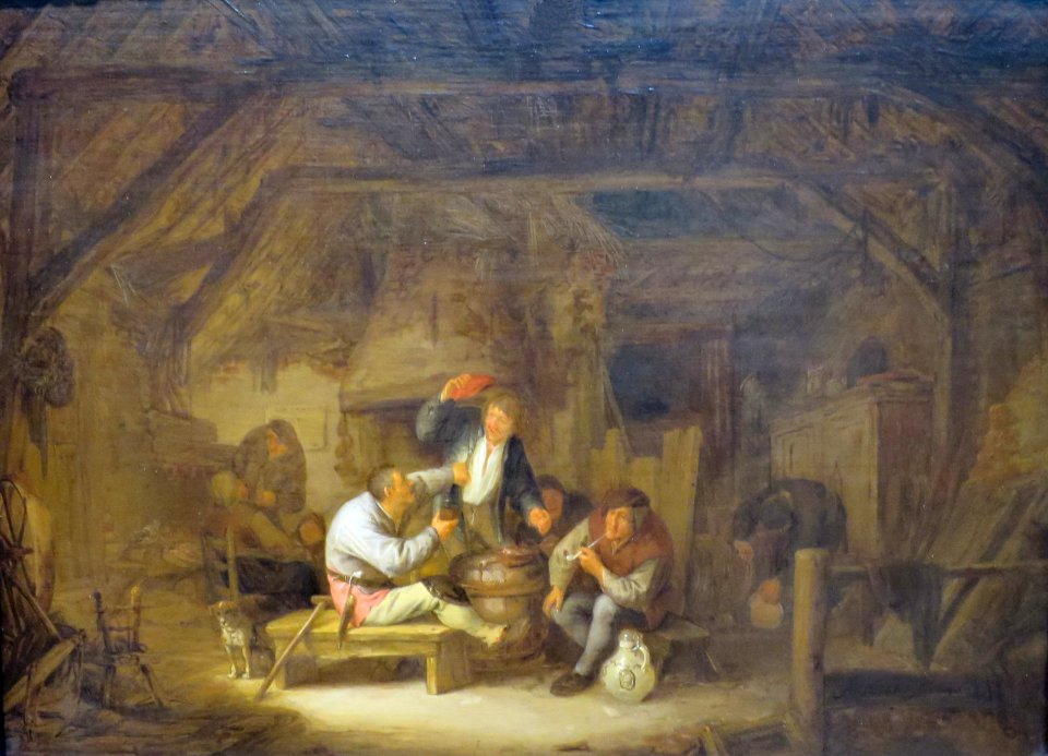 Drunkards in a Tavern by Adriaen van Ostade, 1640