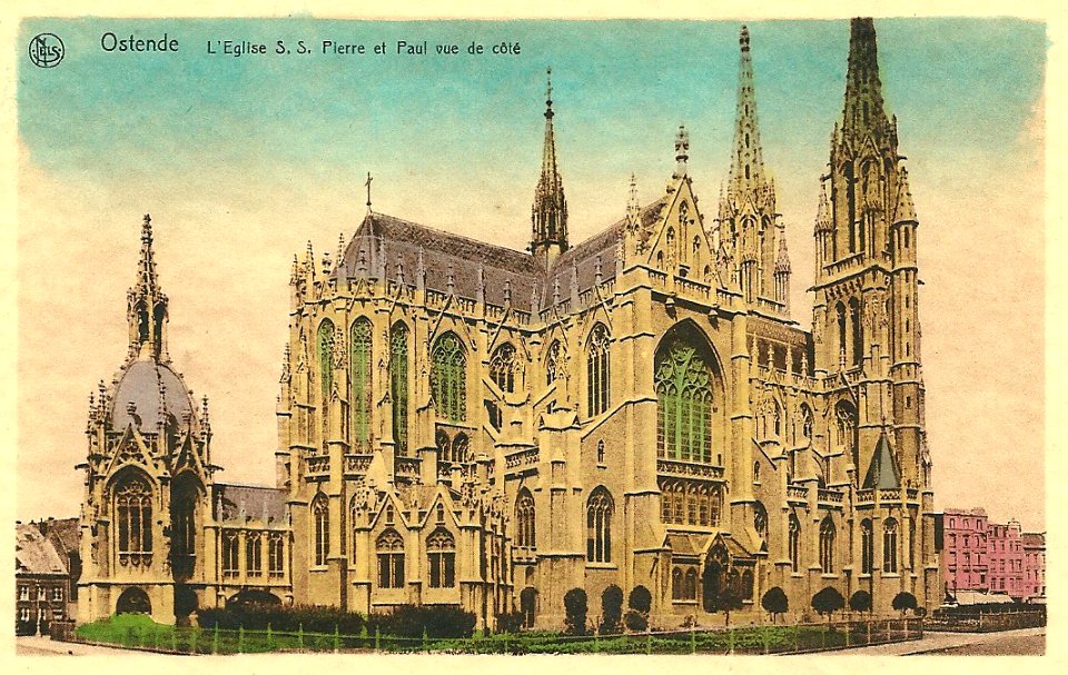 Ostende-L'église Saints Pierre & Paul (vue de côté) -vers 1920- 09