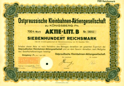 Ostpreussische Kleinbahnen-AG 1925
