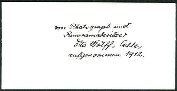 Otto Wolff Stereoskopie, Celle, Allerbrücke und Rathsmühle, 1912, Rückseite Kopie