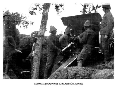 Ottoman artillery firing on the Dardanelles