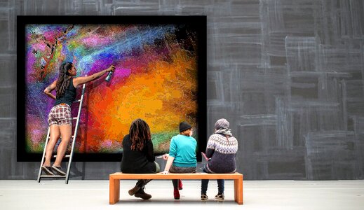 Abstract art viewers spray