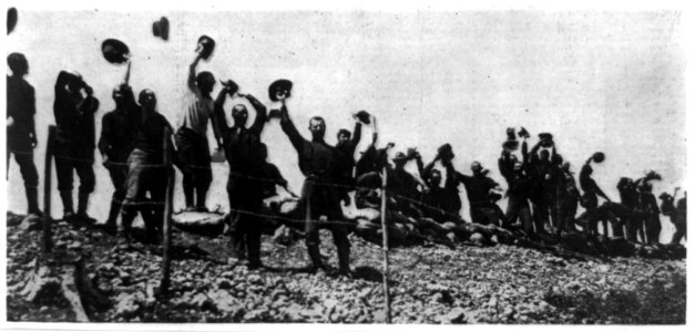 Our troops cheering upon receiving news of Santiago's fall LCCN92520580