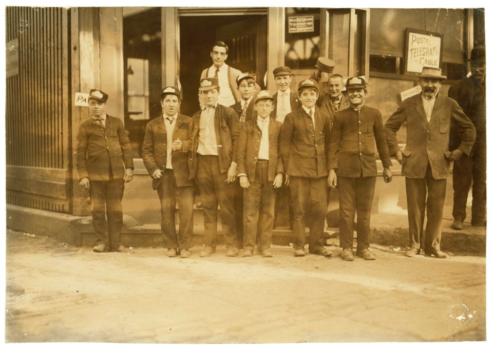 Overgrown Messenger Boys. Boston 1915 Exhibit. LOC nclc.03321