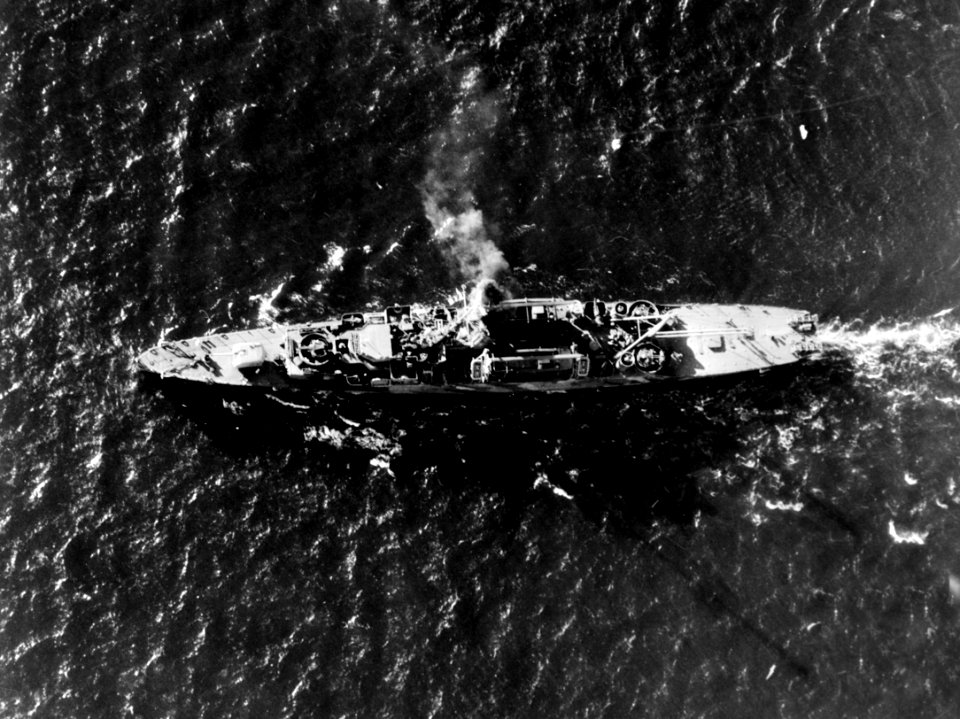 Overhead view of USS Raymon W. Herndon (APD-121), circa in late 1944 (7575272)