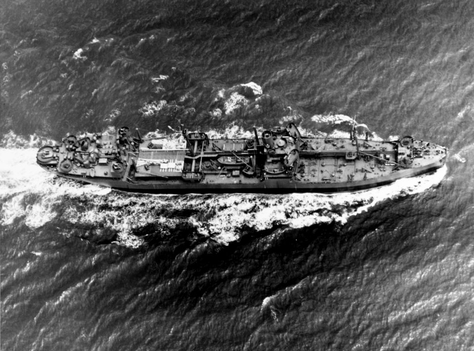 Overhead view of USS Schuylkill (AO-76) on 17 April 1943