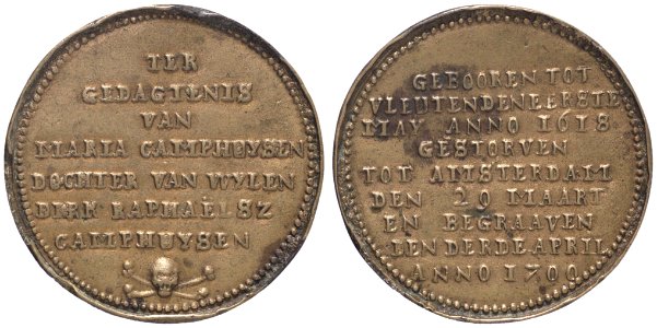 Overlijden van Maria Camphuysen (1618-1700) te Amsterdam, objectnr PA 720