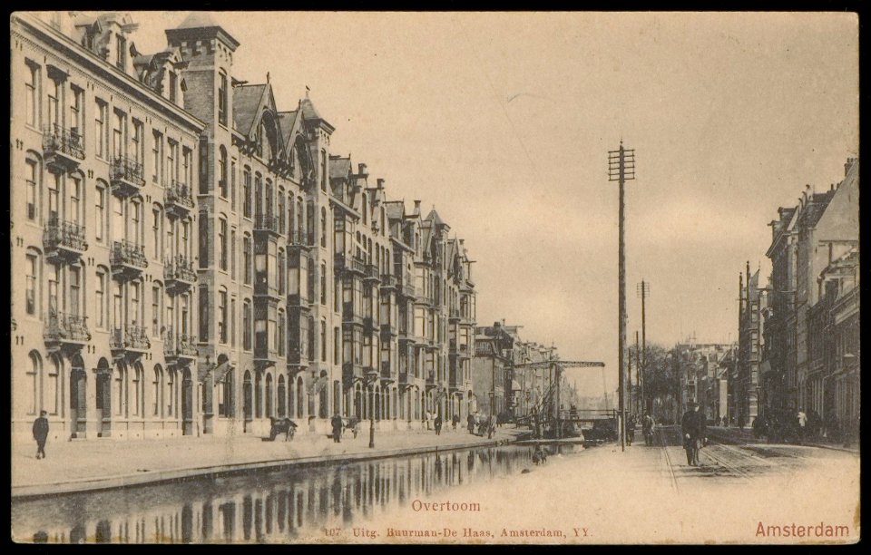 Overtoom gezien naar Singelgracht. Uitgave Buurman-De Haas, Amsterdam, Afb PBKD00031000015