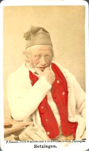 P Sinner - Schwäbische Volkstrachten. Porträt eines älteren Mannes aus Betzingen (Sammelbild ca1867)