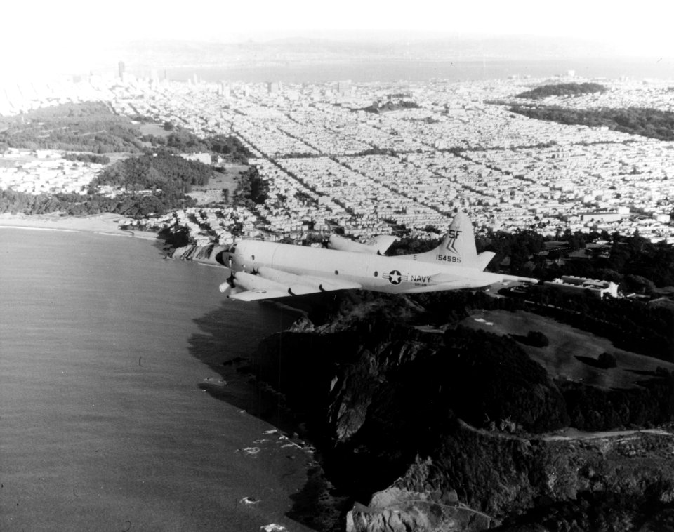 P-3B Orion of VP-48 in flight over San Francisco in January 1970
