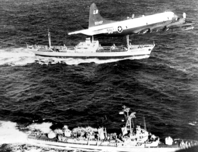 P-3A VP-44 over USS Barry (DD-933) and Metallurg Anosov during Cuban Missile Crisis 1962