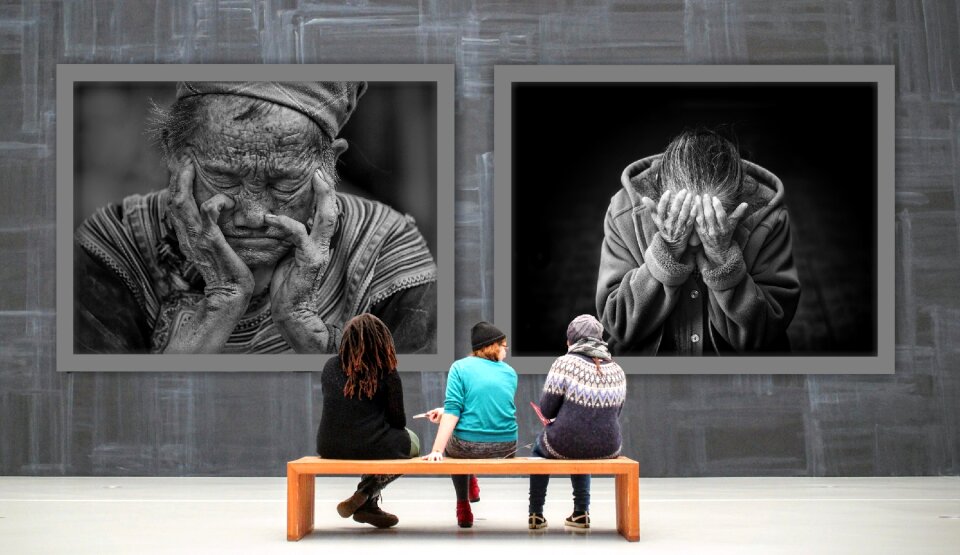 Despair old people sad