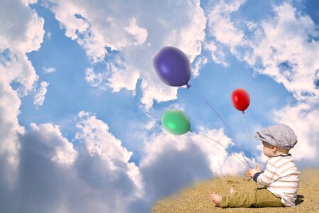 Balloons sky clouds photo