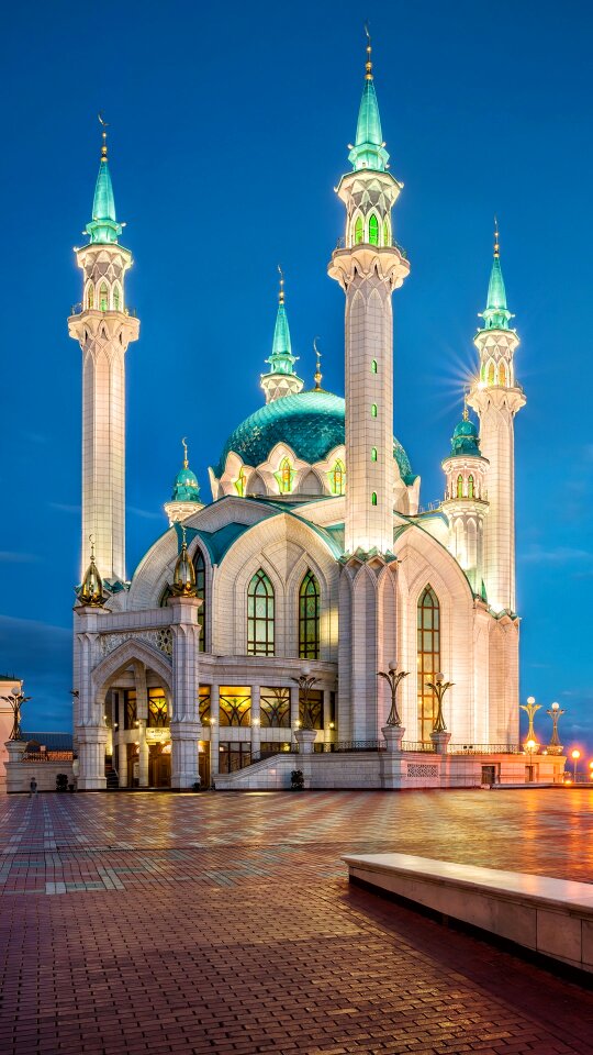 Mosque evening lighting