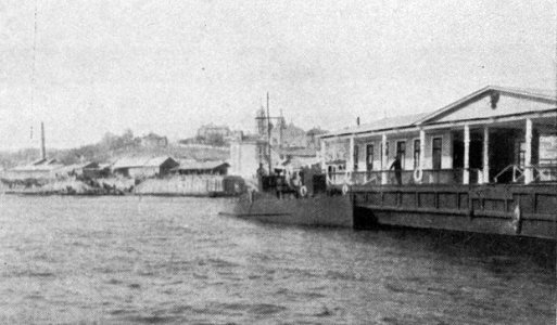 P379c The quay at Khabarovsk, with Russian gunboat