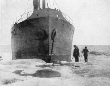 P28b The bow of the Correct, showing ice-skin near the water