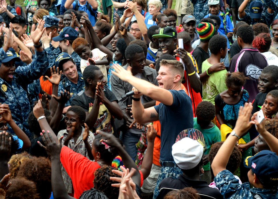 Pacific Fleet Band performs at ceremony in Arawa, Papa New Guinea 150703-N-PZ713-514