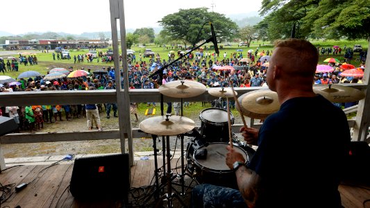 Pacific Fleet Band performs at ceremony in Arawa, Papa New Guinea 150703-N-PZ713-294
