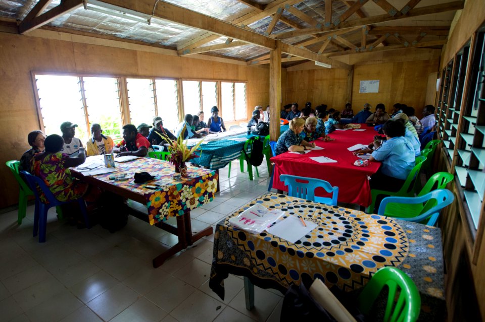 Pacific Partnership mission commander visits with Bougainville leaders 150702-N-BK290-186