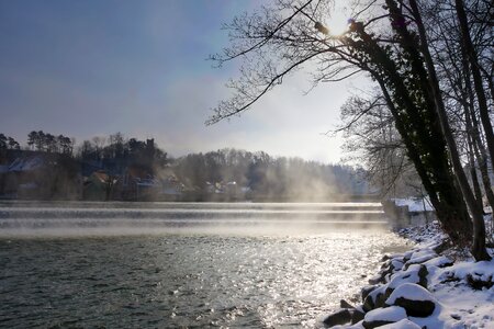 Winter river snow photo