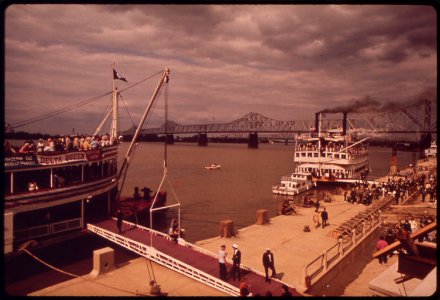 Paddle-wheel-steamboats-docked-at-the-new-louisville-waterfront-on-the-ohio-river-may-1972 7651305188 o photo