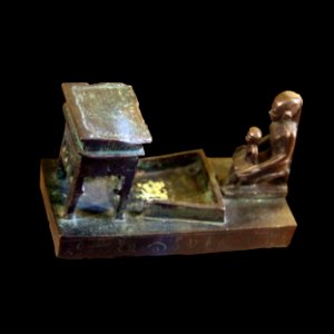 Padibastet before a shrine of Imhotep-E 5784-IMG 2198-black