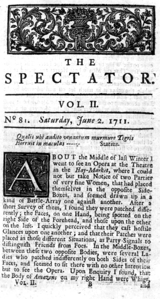 Page 1 of The Spectator, (London, 1712-17), no. 81; Sat., June 2, 1711 LCCN2003654665