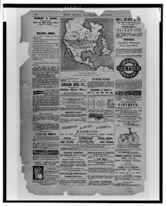 Page of advertisements and a cartoon from Frank Leslie's illustrated newspaper LCCN99471865