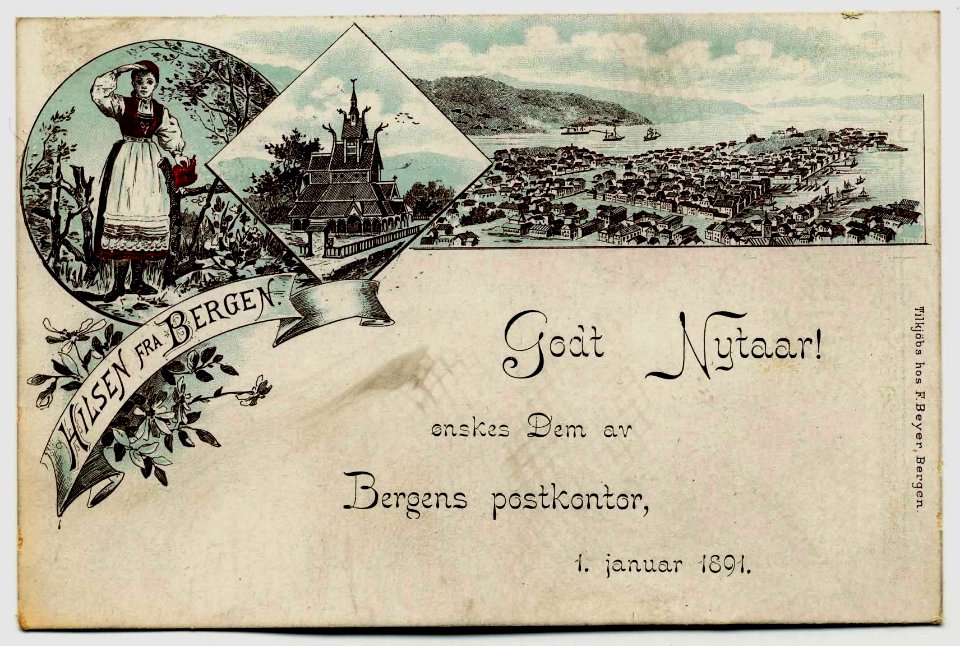 Nyttårspostkort Bergen-1891