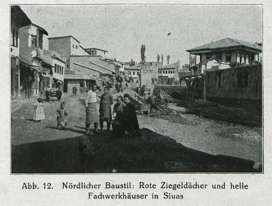 Nördlicher Baustil- Rote Ziegeldächer und helle Fachwerkhäuser in Siuas - Banse Ewald - 1919