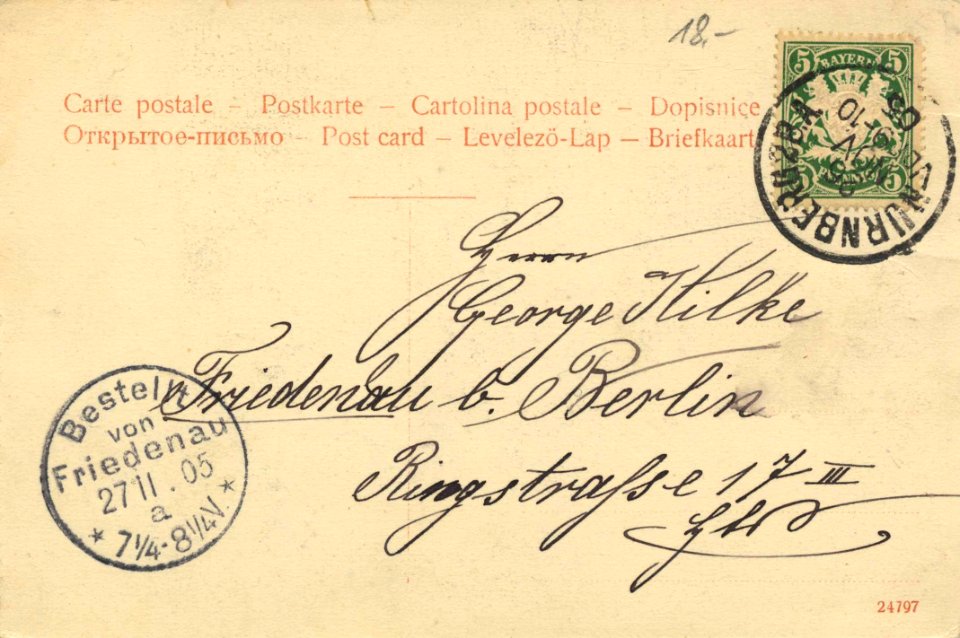 Nürnberg, Bayern - Bahnhof; Prinzregentendenkmal (back) (Zeno Ansichtskarten)