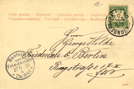 Nürnberg, Bayern - Bahnhof; Prinzregentendenkmal (back) (Zeno Ansichtskarten)
