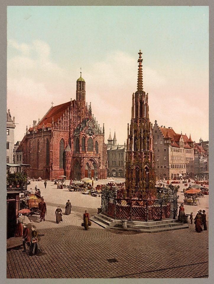 Nürnberg. Schöner Brunnen mit Frauenkirche LOC ppmsca.52607