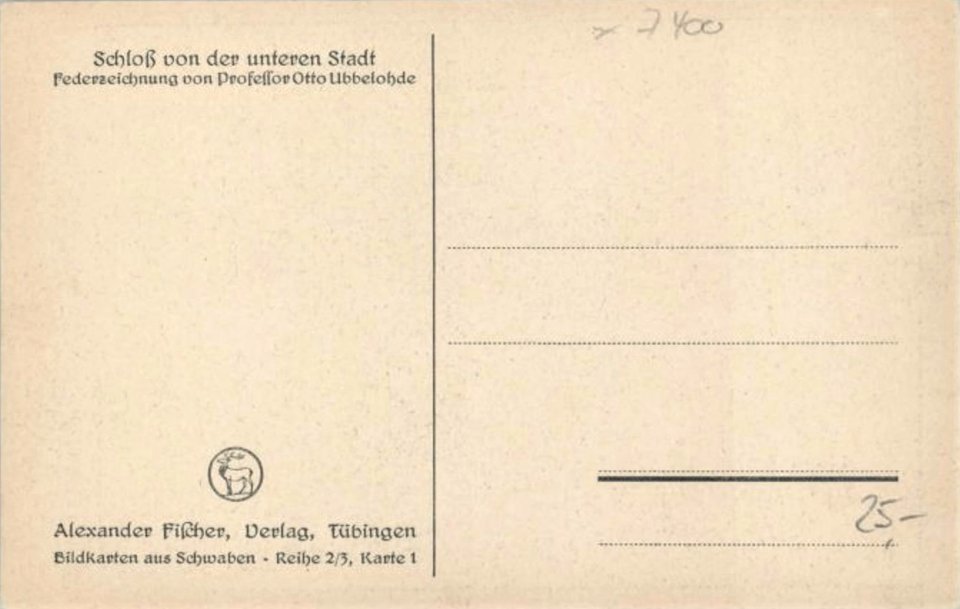 O Ubbelohde - Blick aufs Schloss von der Unteren Stadt (Federzeichn AK A Fischer 2.3-1) R