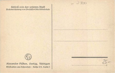 O Ubbelohde - Blick aufs Schloss von der Unteren Stadt (Federzeichn AK A Fischer 2.3-1) R